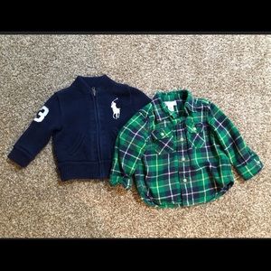 Ralph Lauren sweater and plaid button down.